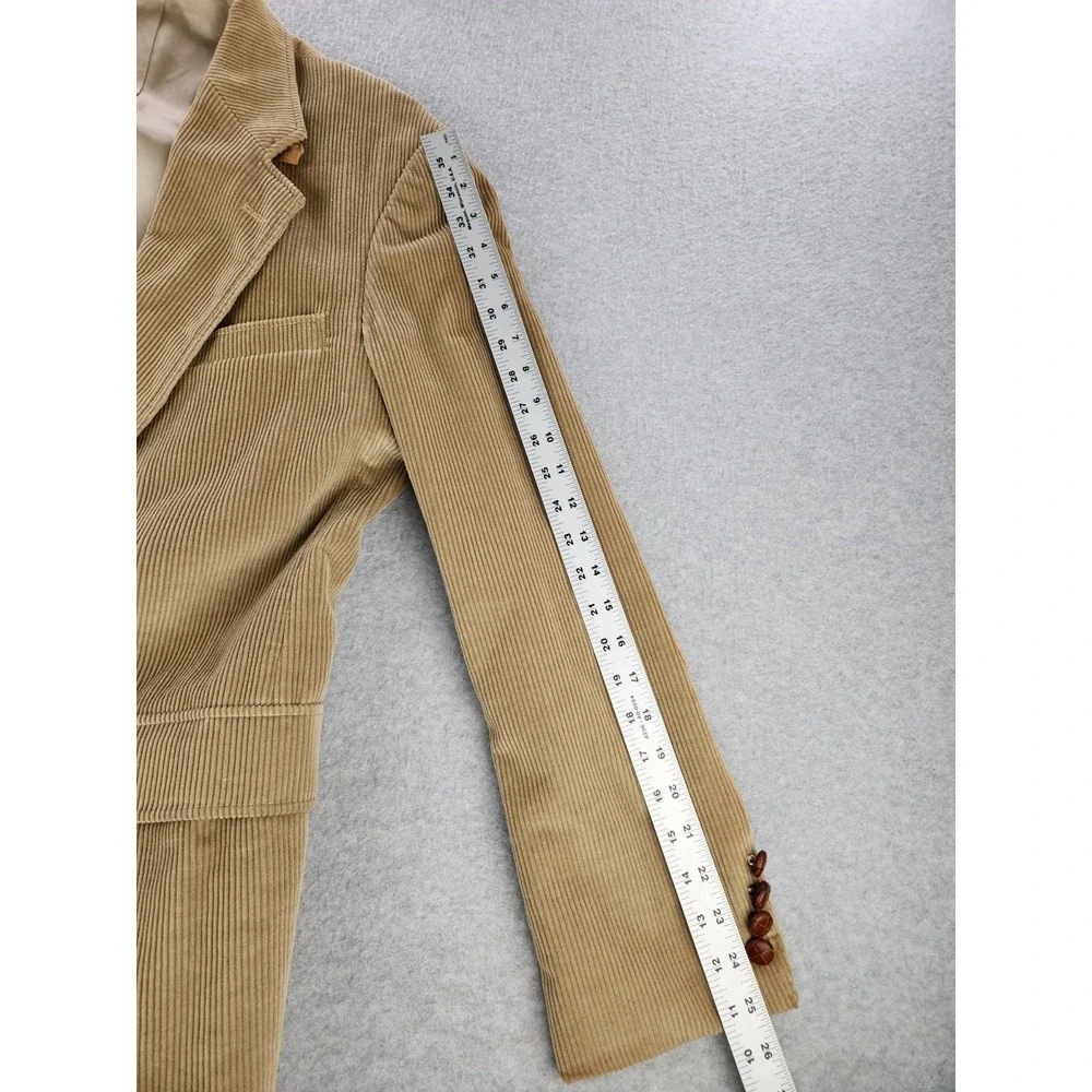 Blazer Tan‎ Beige 2 Button Sport Coat Lined Jacket Elbow Patches 42 Long 42L